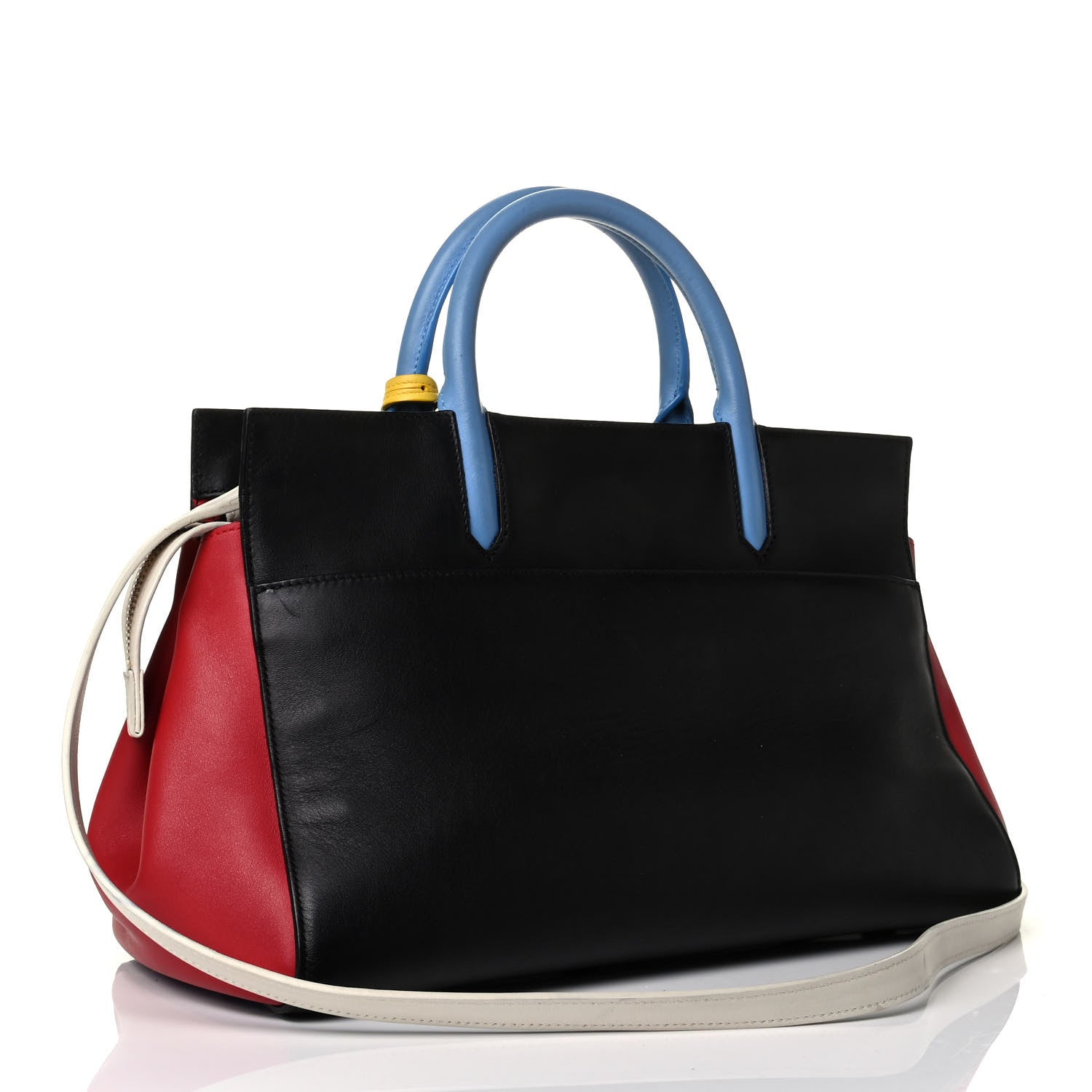 Saint Laurent Calfskin Small Cabas Rive Gauche Bag Black Red Yellow White 2 of 13