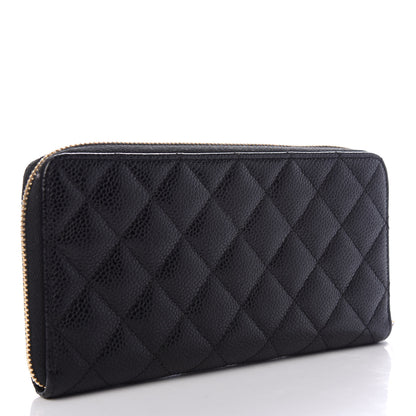 Chanel Caviar Quilted Large Gusset Zip Around Wallet Black 3 of 9
