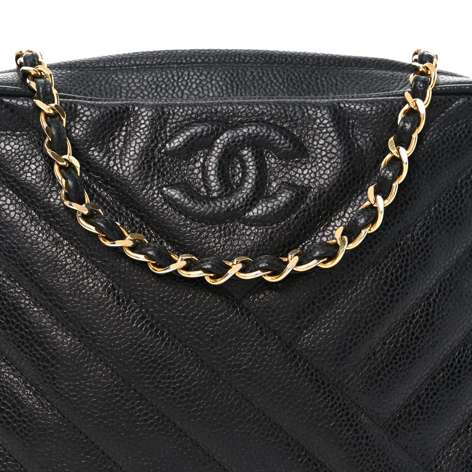 Chanel Caviar Chevron Quilted Camera Case Black 8 of 10