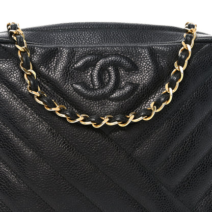 Chanel Caviar Chevron Quilted Camera Case Black 8 of 10