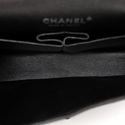 Chanel Metallic Patent Crumpled Calfskin Chevron Quilted Medium Double Flap So Black 5 of 10