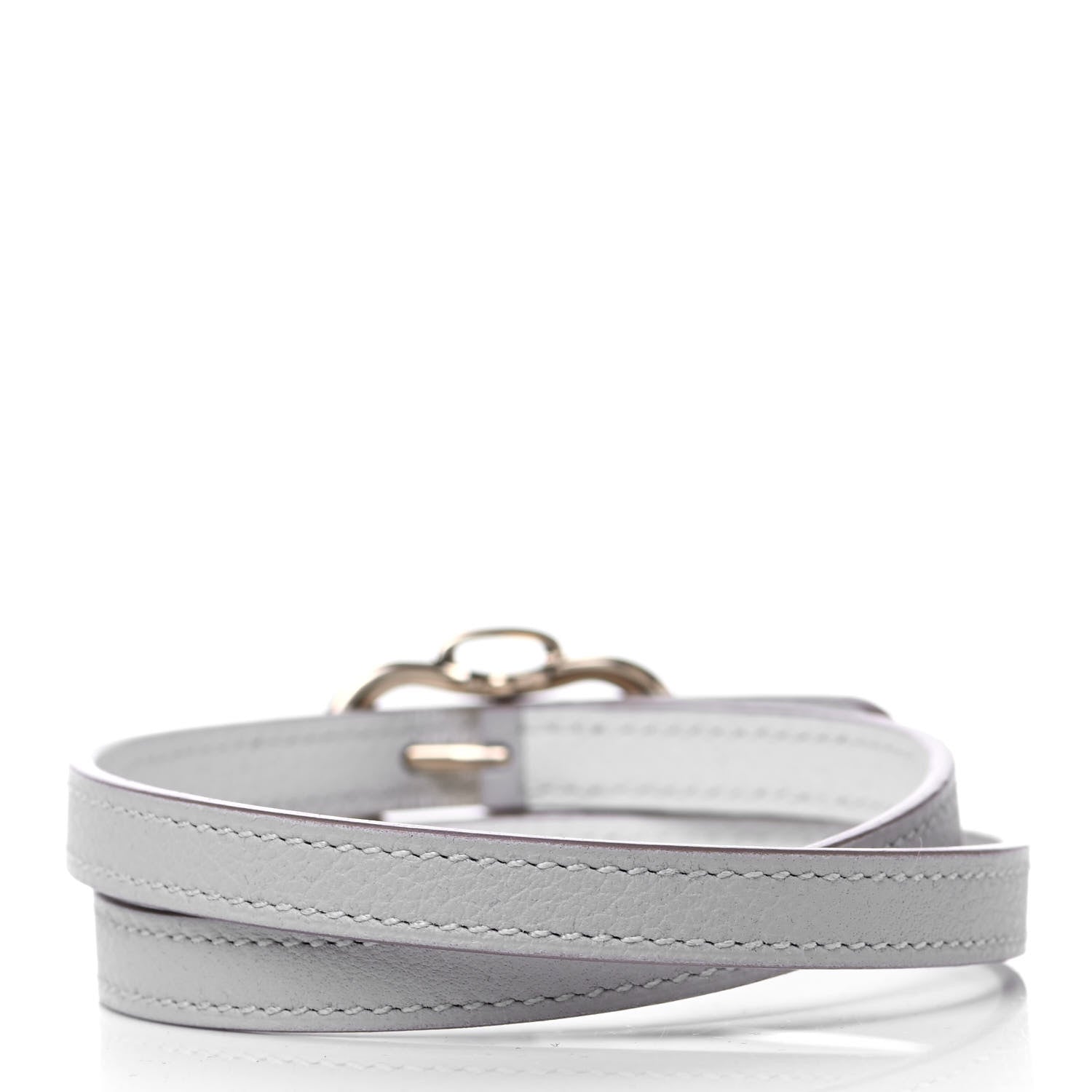 Hermes Evercolor Boucleries Triple Tour Bracelet T3 Gris Perle White 3 of 5