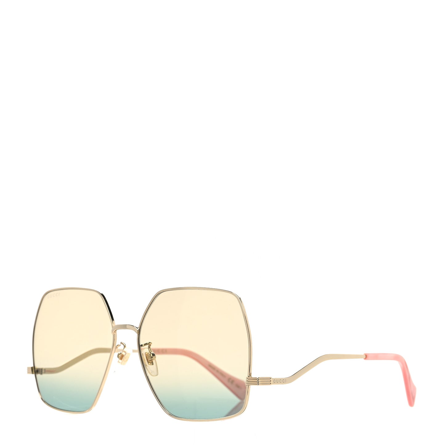 Metal Oversized Square Frame Sunglasses GG1005S Gold Green