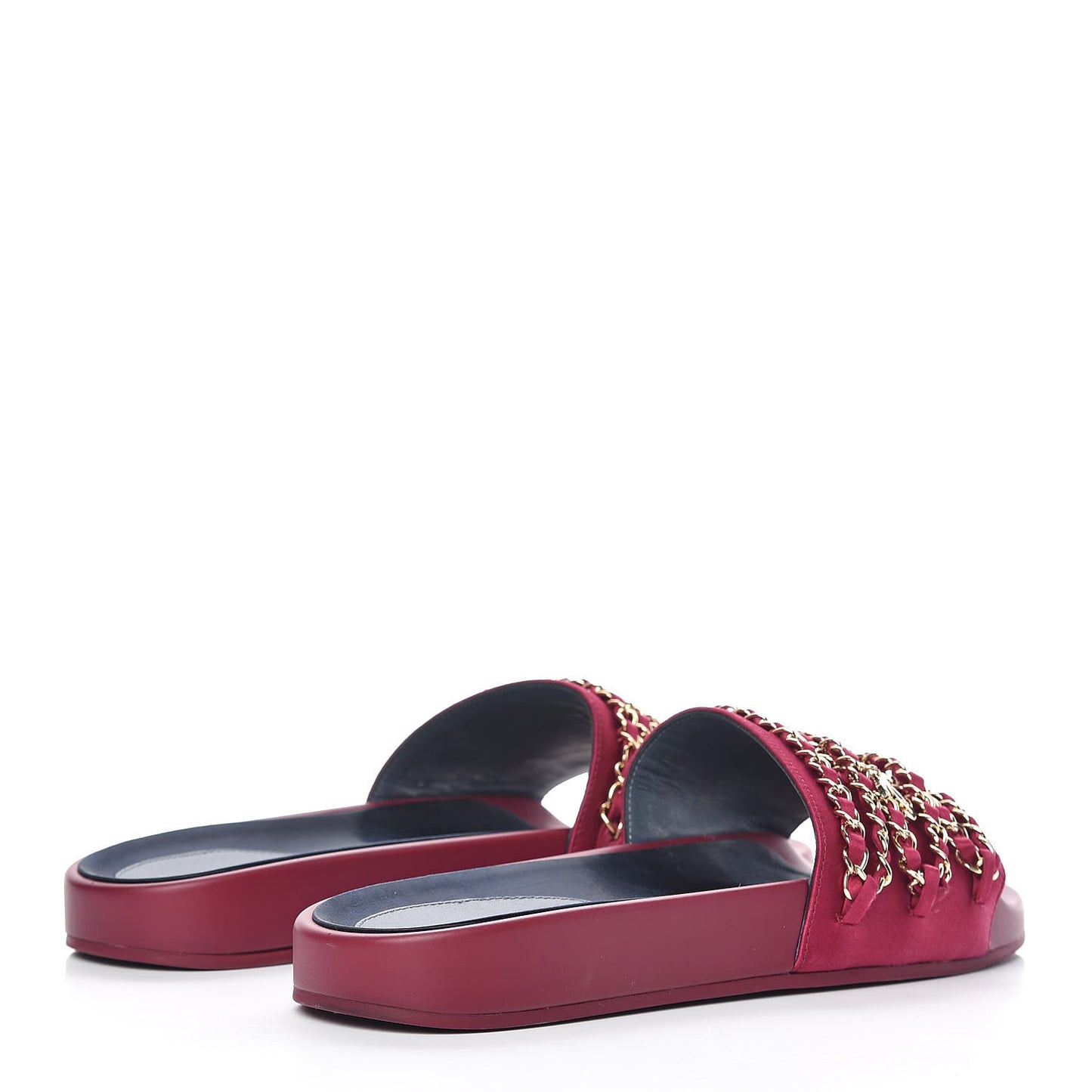 Satin Chain Flat Sandals 39 Dark Fuchsia