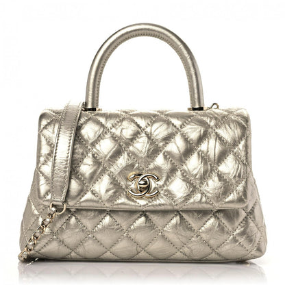 Chanel Metallic Aged Calfskin Quilted Mini Coco Handle Flap Gold 1 of 10