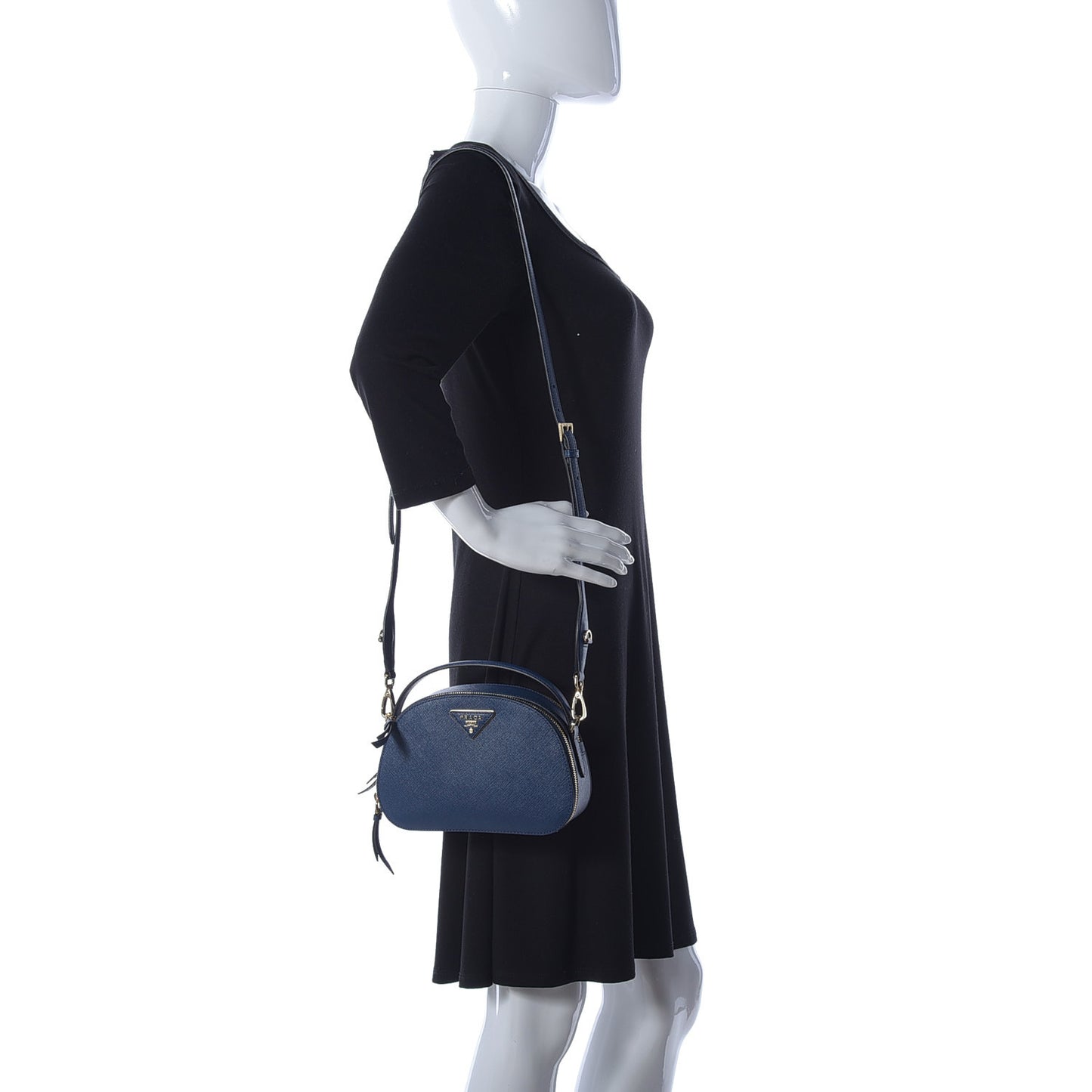 Saffiano Lux Odette Crossbody Bluette