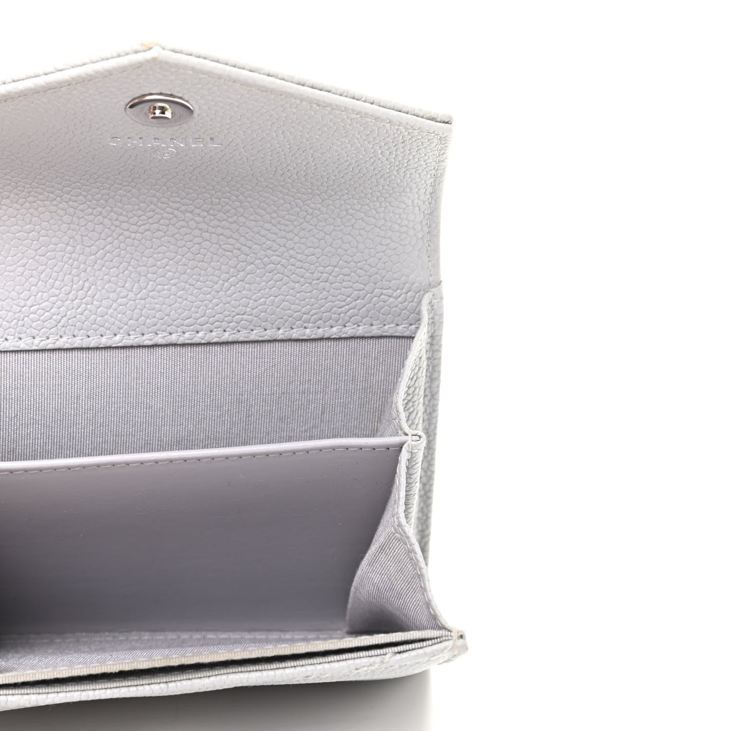 Chanel Caviar Chevron Quilted Card Holder Flap Wallet Grey 5 of 11