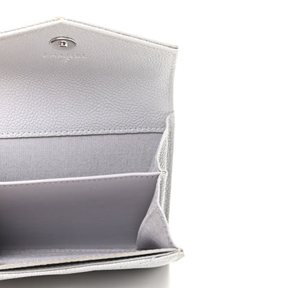 Chanel Caviar Chevron Quilted Card Holder Flap Wallet Grey 5 of 11