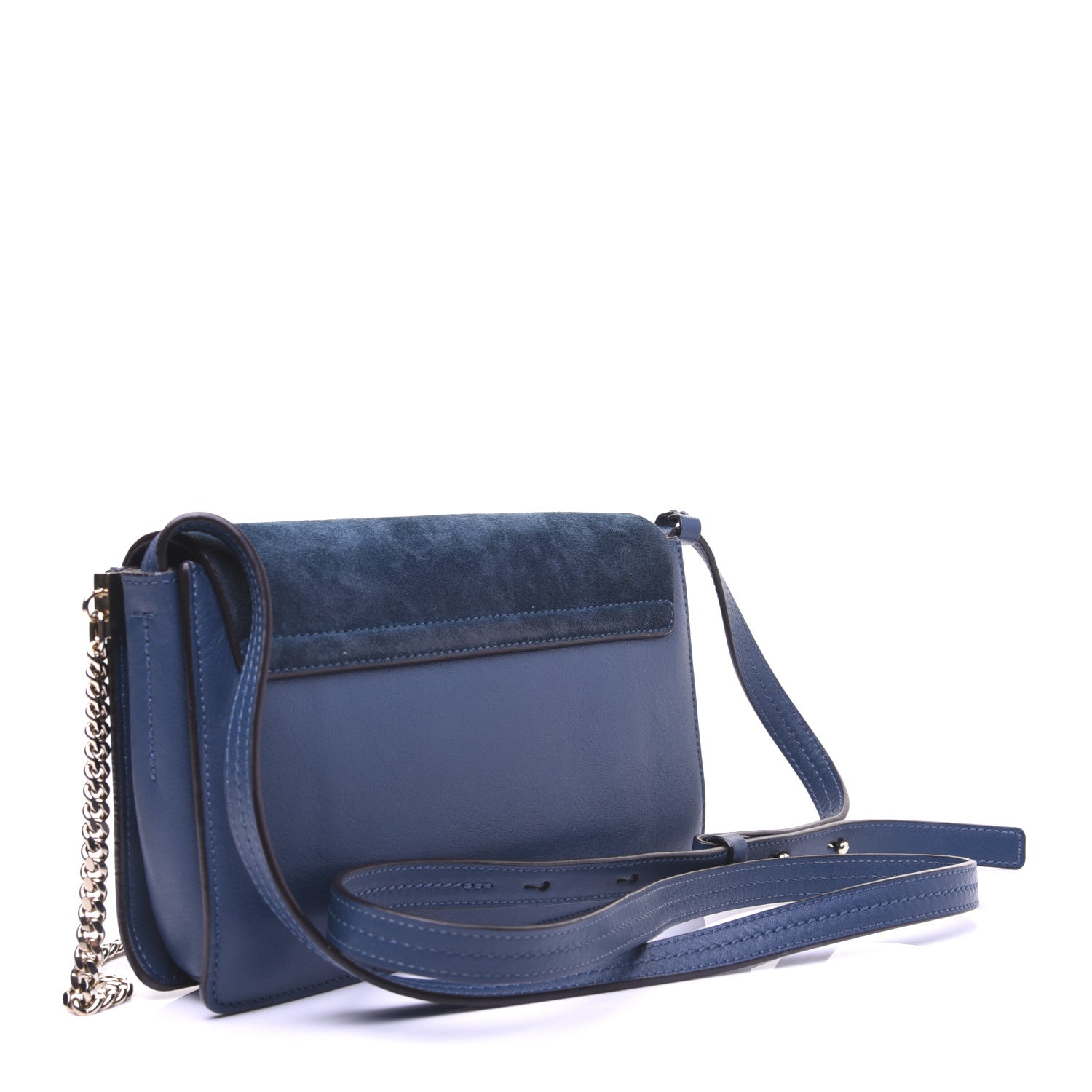 Chloe Suede Calfskin Small Faye Shoulder Bag Majolica Blue 3 of 17