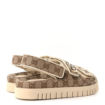 Gucci Monogram Kid Scamosciato Double G Womens Dad Sandals 37 Beige Ebony New Acero 5 of 10