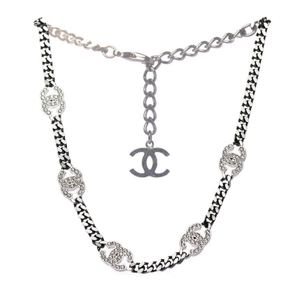 Chanel Ruthenium Crystal Chain CC Choker Silver 2 of 4