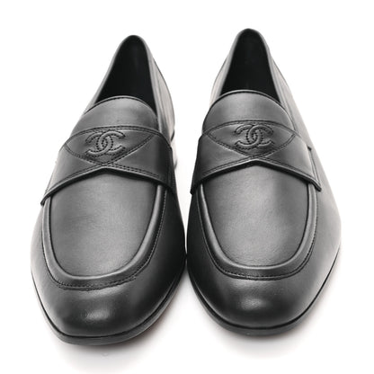 Chanel Lambskin Mens Stitched CC Loafers 42 Black 3 of 10