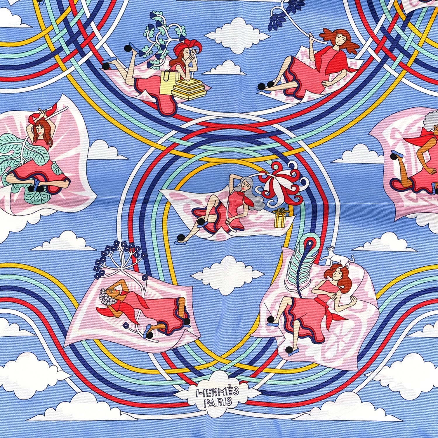 Hermes Silk Carres Volants Scarf 70 Bleu Myosotis White 2 of 5