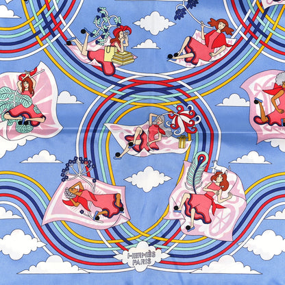 Hermes Silk Carres Volants Scarf 70 Bleu Myosotis White 2 of 5