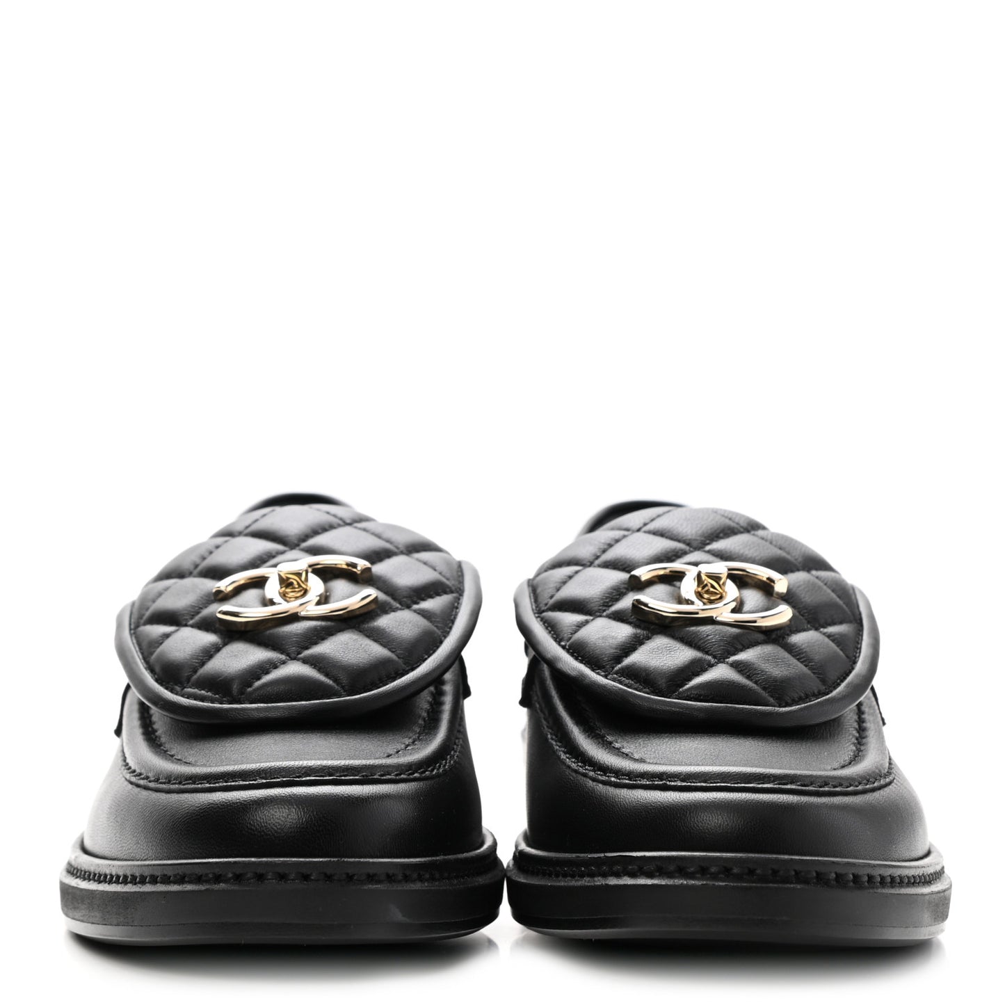 Lambskin Quilted CC Turnlock Loafers 39 Black