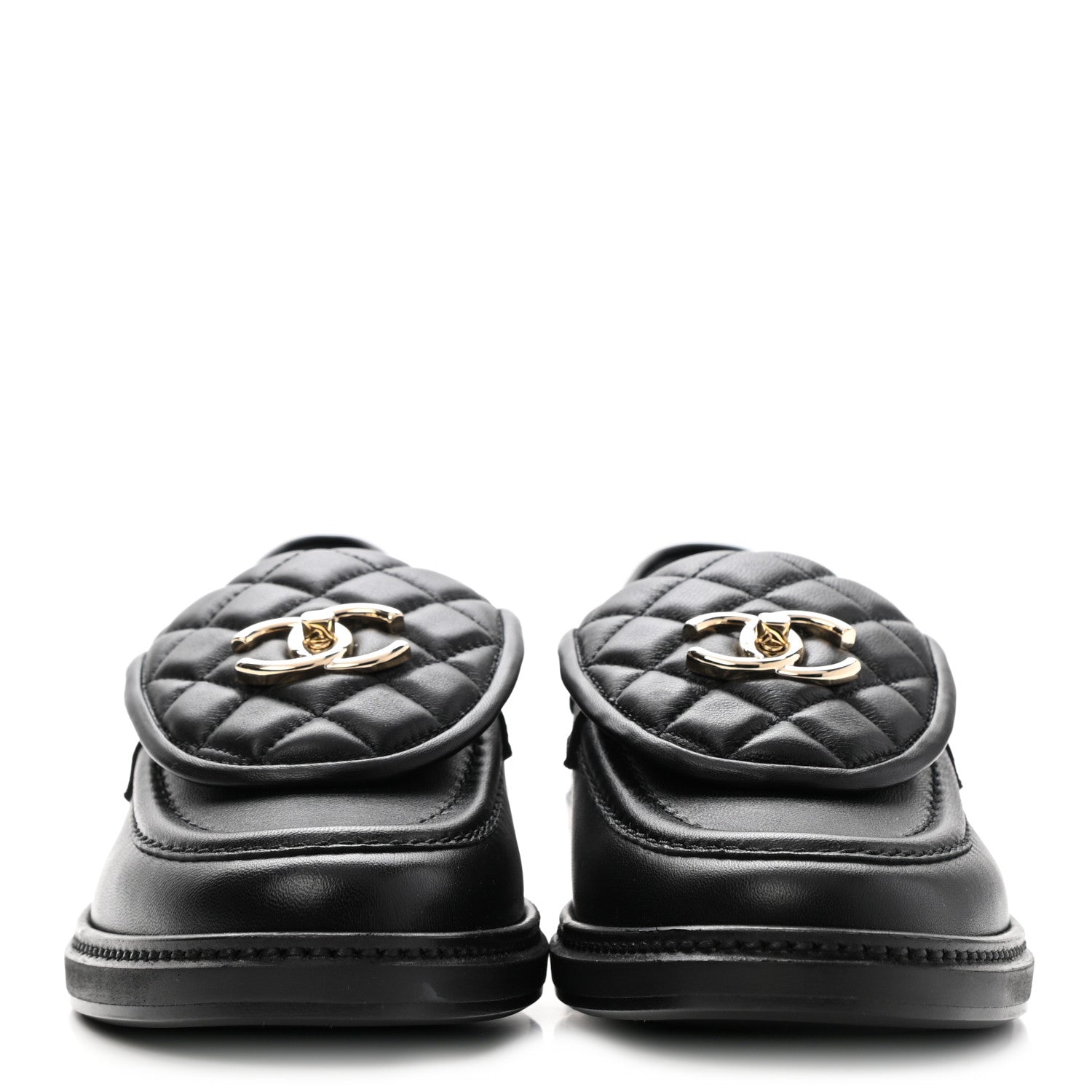 Chanel Lambskin Quilted CC Turnlock Loafers 39 Black 2 of 8
