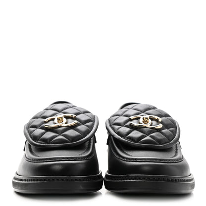 Chanel Lambskin Quilted CC Turnlock Loafers 39 Black 2 of 8