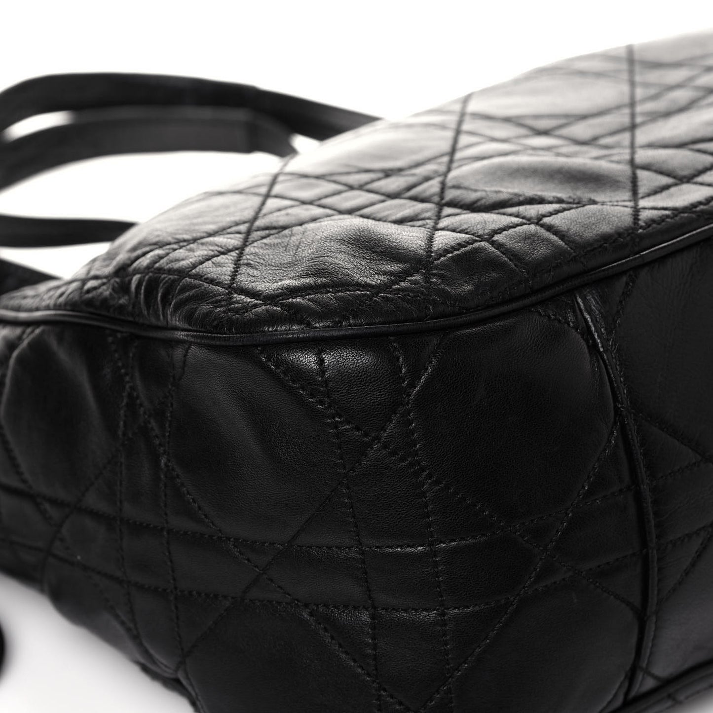 Lambskin Cannage Drawstring Tote Black