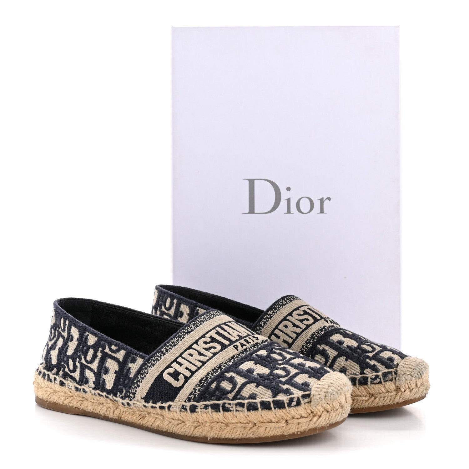 Christian Dior Oblique Embroidered Granville 15mm Espadrilles 37 Deep Blue 10 of 10