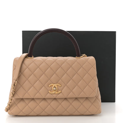 Chanel Caviar Lizard Embossed Quilted Small Coco Handle Flap Beige 11 of 11