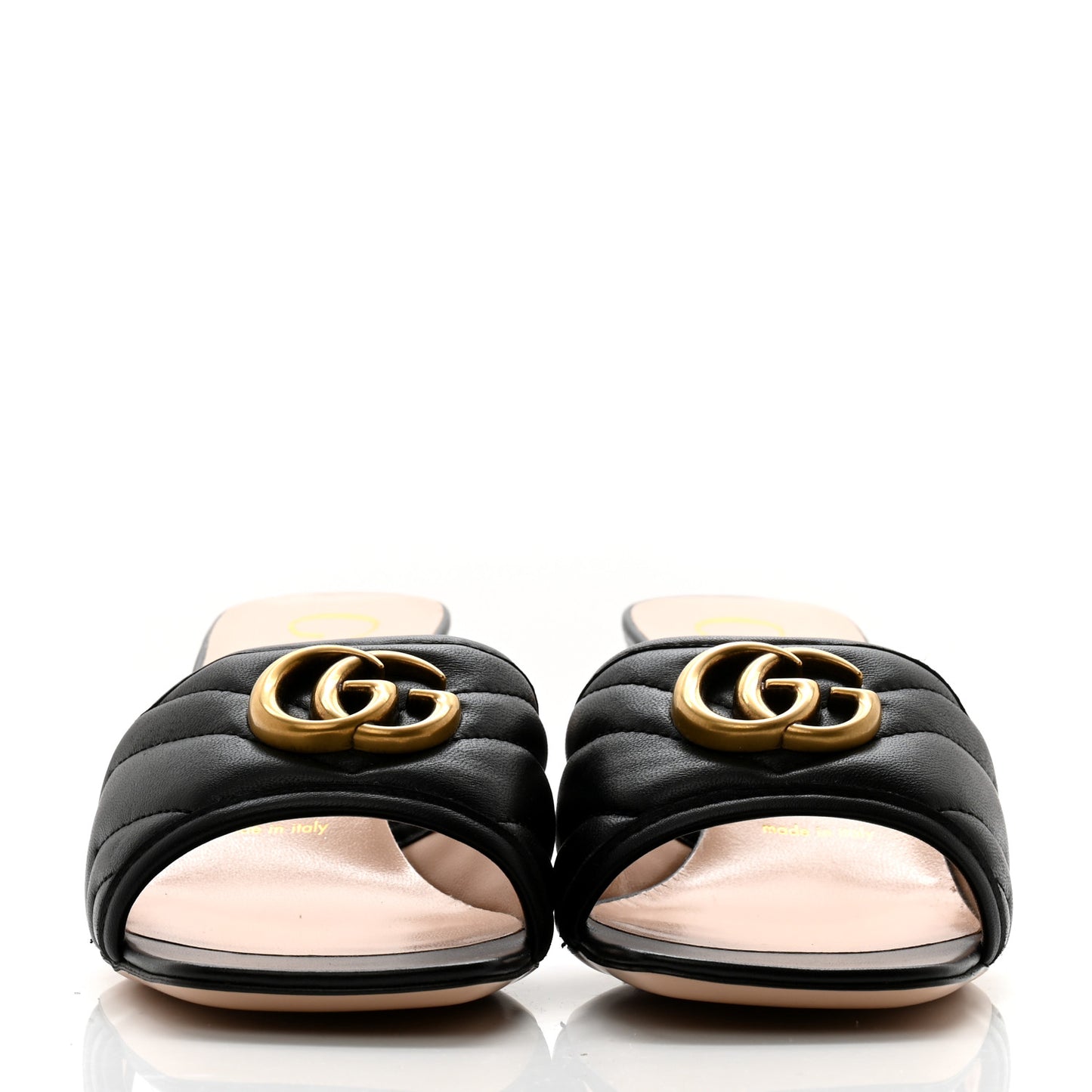 Nappa Matelasse GG Marmont 55mm Slide Sandals 38 Black