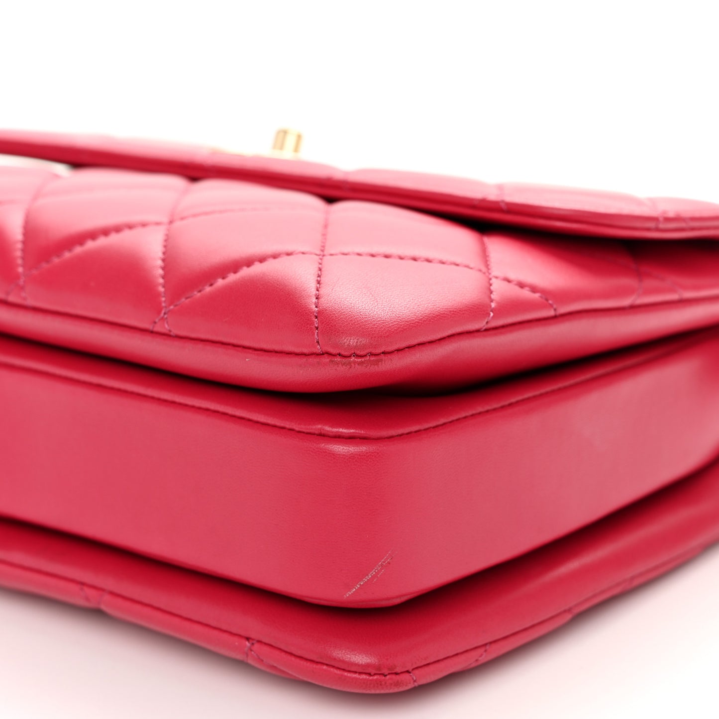 Lambskin Quilted Small Trendy CC Flap Dual Handle Bag Dark Pink