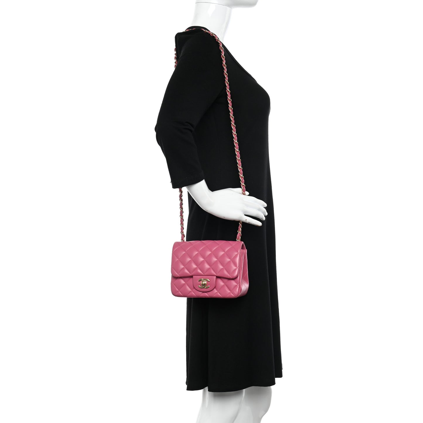 Lambskin Quilted Mini Square Flap Pink