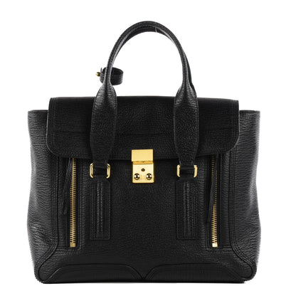 3.1 Phillip Lim 3.1 Textured Calfskin Medium Pashli Satchel Black 1 of 8