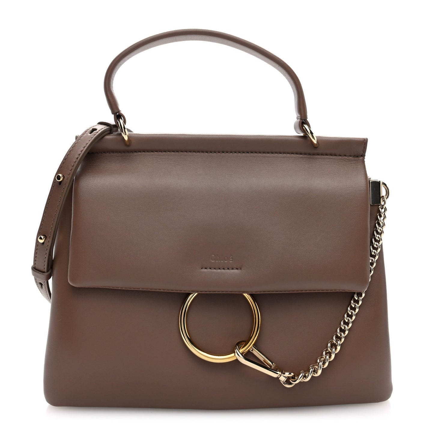 Calfskin Medium Faye Top Handle Bag Desert Taupe