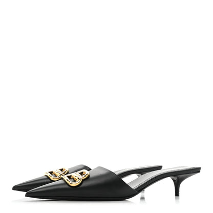 Balenciaga Soft Nappa BB Square Knife Pointed Toe 40mm Mules 37 Black 3 of 9
