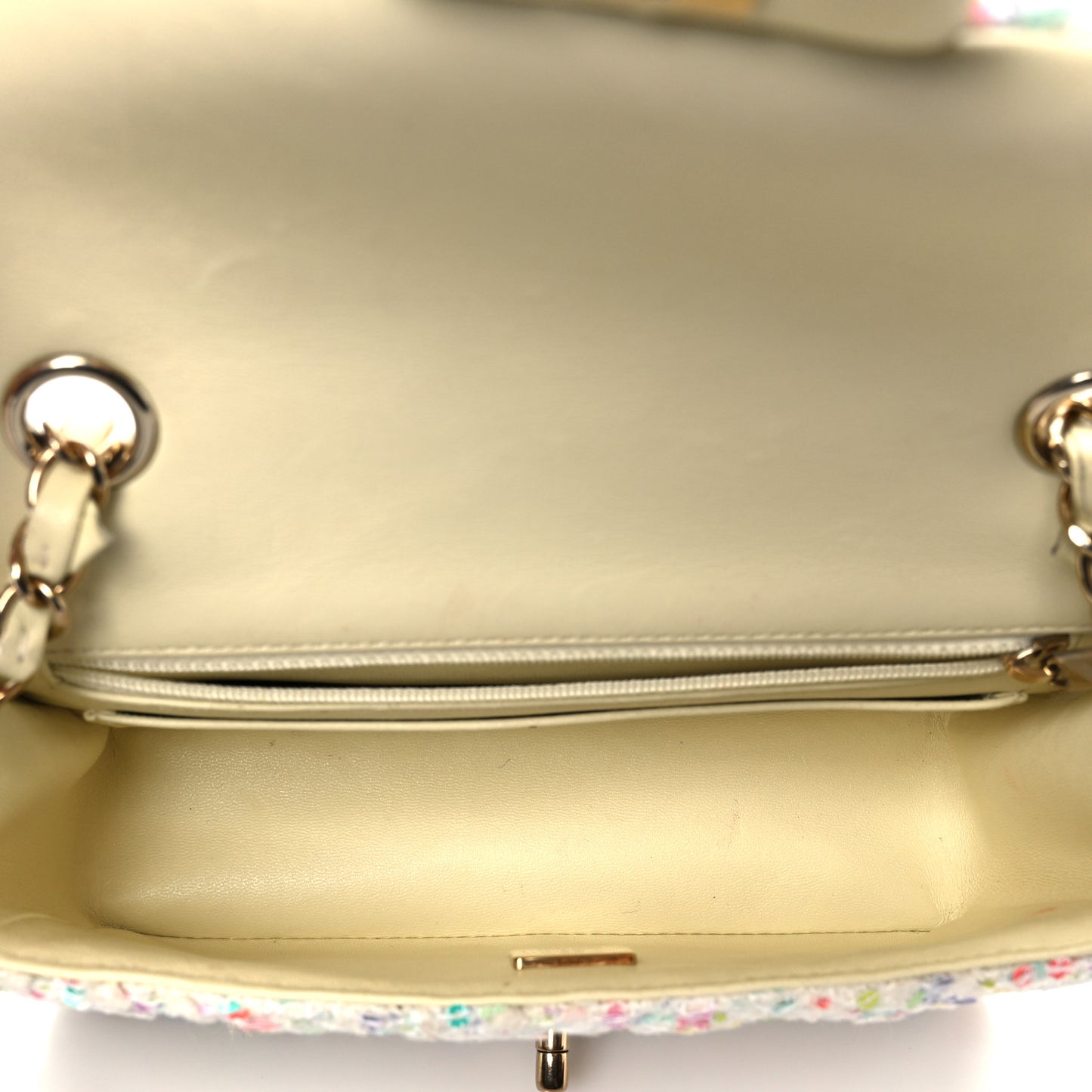 Tweed Quilted Mini Rectangular Flap Ecru Green Purple Red Yellow