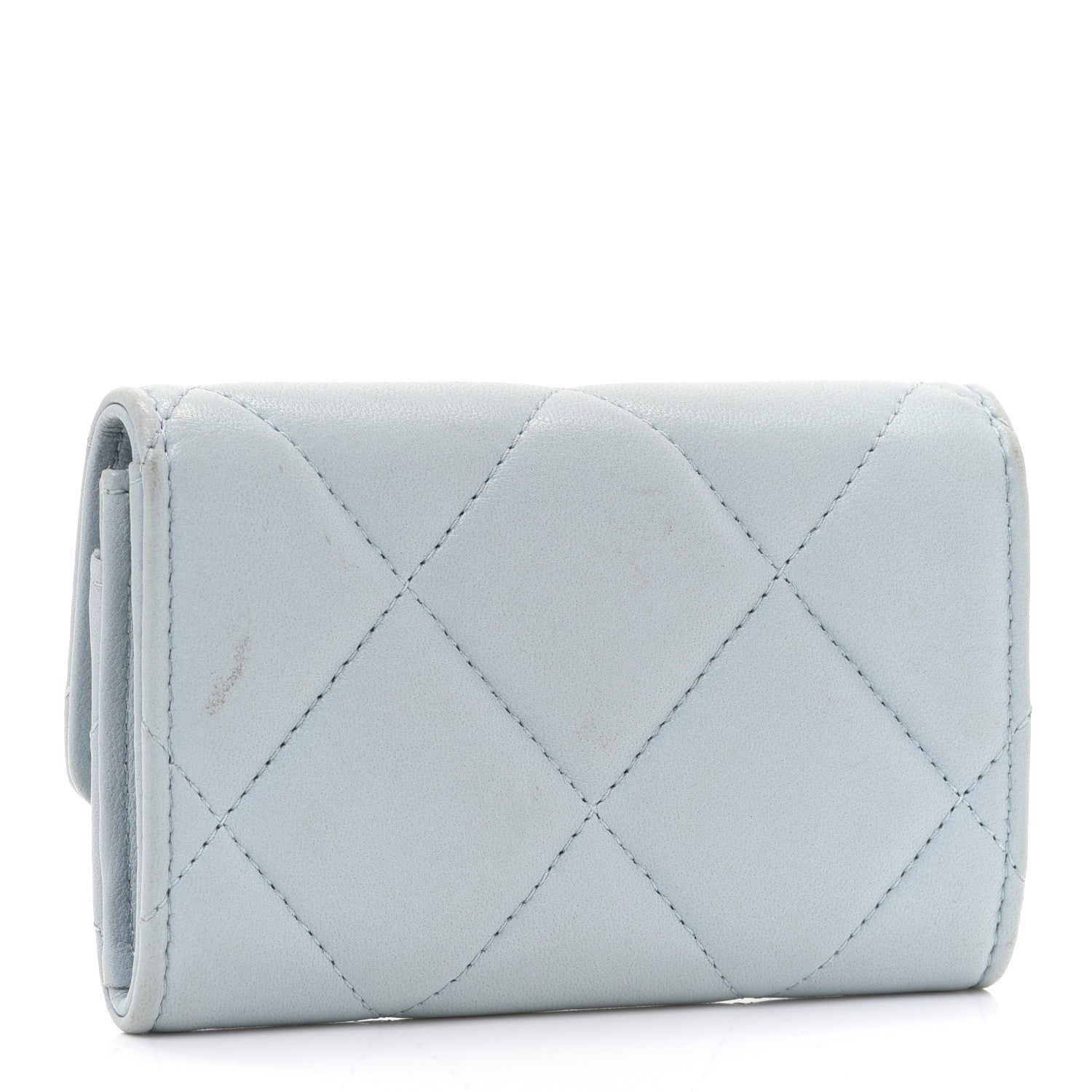 Chanel Lambskin Quilted Chanel 19 Flap Card Holder Light Blue 3 of 14