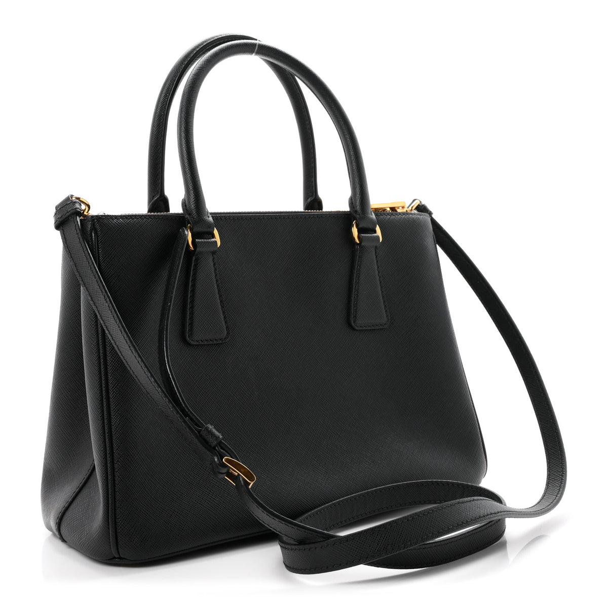 Saffiano Medium Galleria Double Zip Tote Black