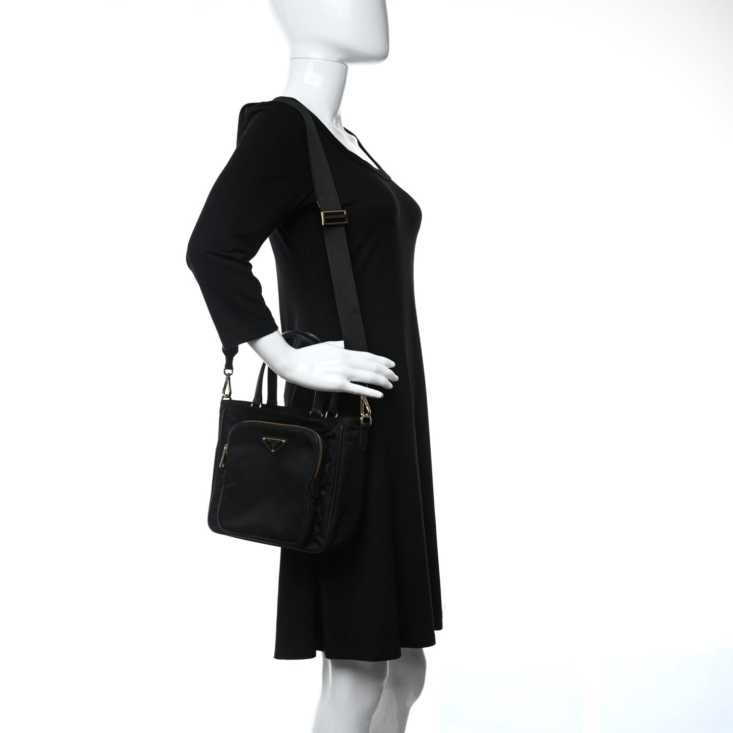 Saffiano Tessuto Nylon Tote Bag Black