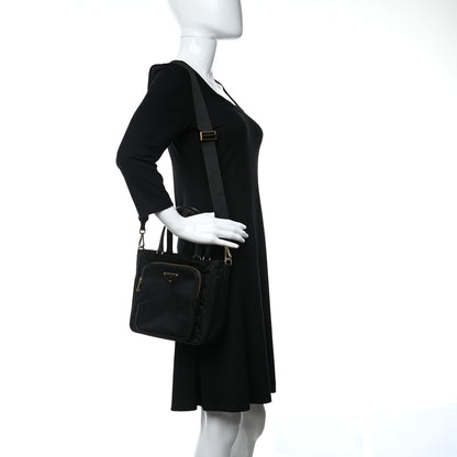 Prada Saffiano Tessuto Nylon Tote Bag Black 2 of 8