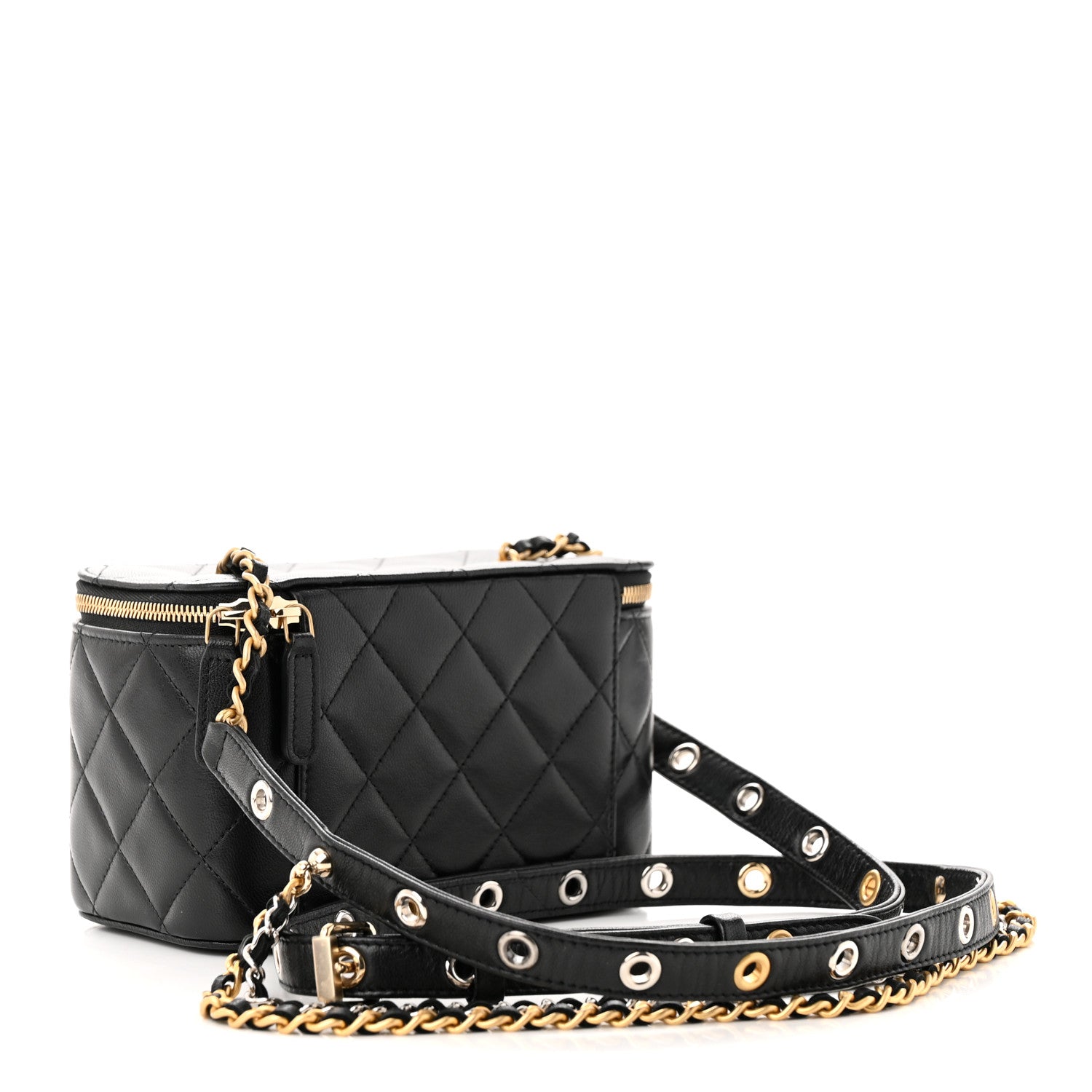 Chanel Goatskin Quilted Punk Essentials Vanity Case With Chain Black 2 of 11