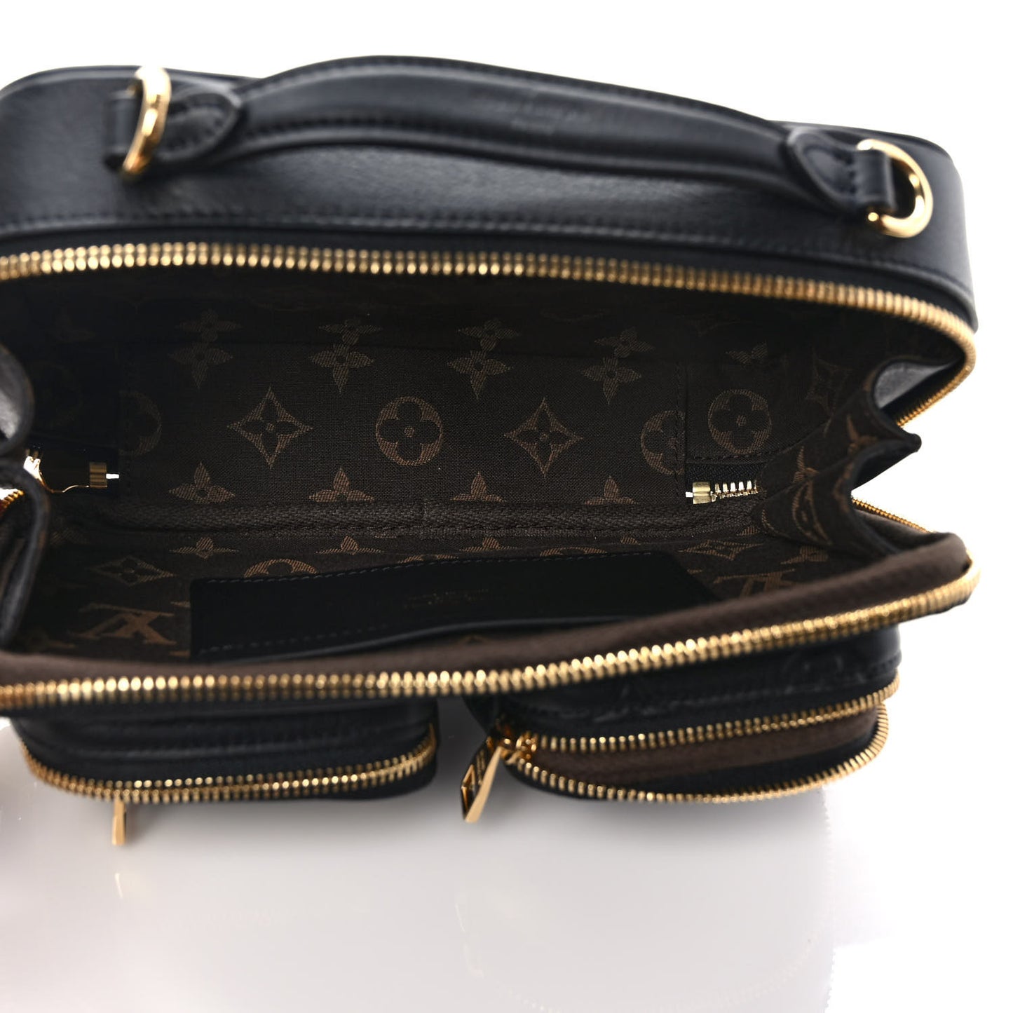Calfskin Monogram Embossed Utility Crossbody Black