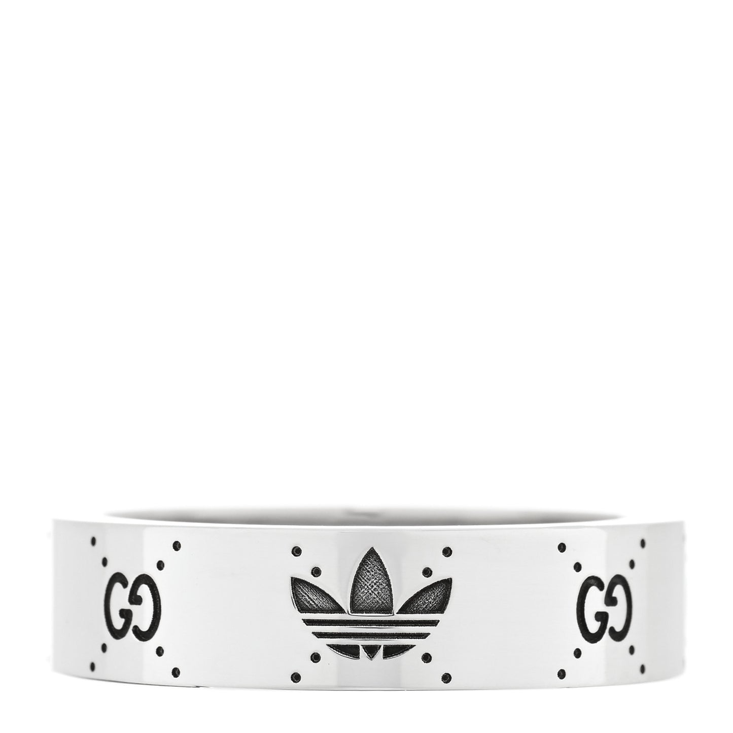 X ADIDAS Sterling Silver Trefoil GG Monogram Band Ring 61 9.75