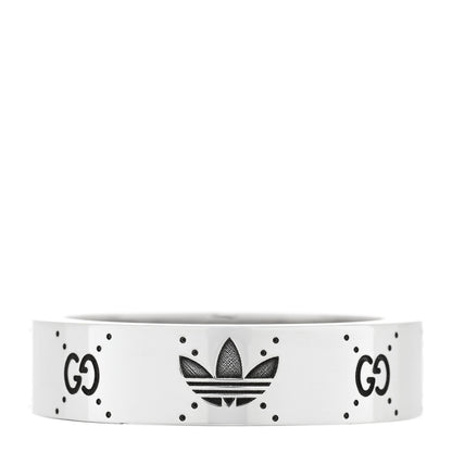 Gucci X ADIDAS Sterling Silver Trefoil GG Monogram Band Ring 61 9.75 1 of 4