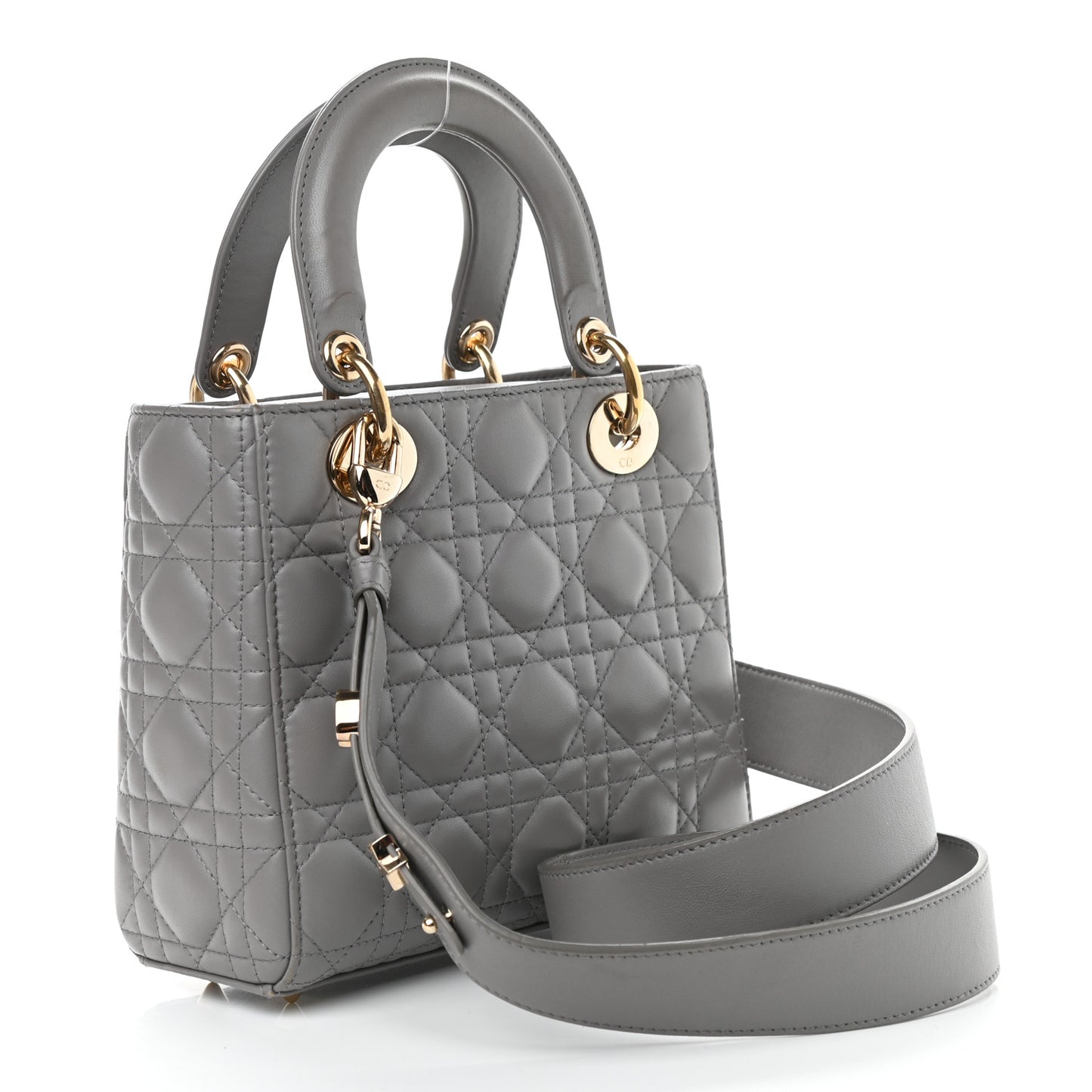 Lambskin Cannage Small Lucky Badges My Lady Dior Grey