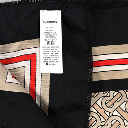 Burberry Silk Heritage Check Icon Stripe TB Monogram Print Square Scarf Archive Beige 3 of 3