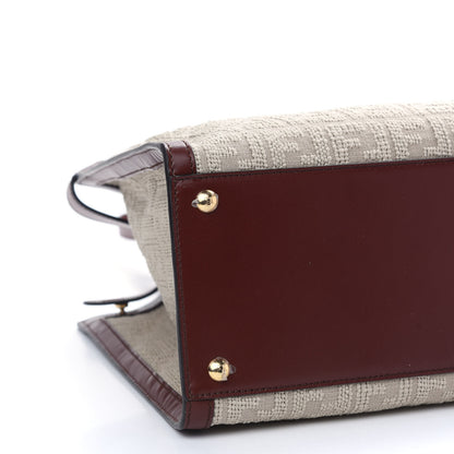 Fendi Sardinian Jacquard Vitello King FF 1974 Embroidered Medium Peekaboo X-Tote Corda Praline 9 of 10