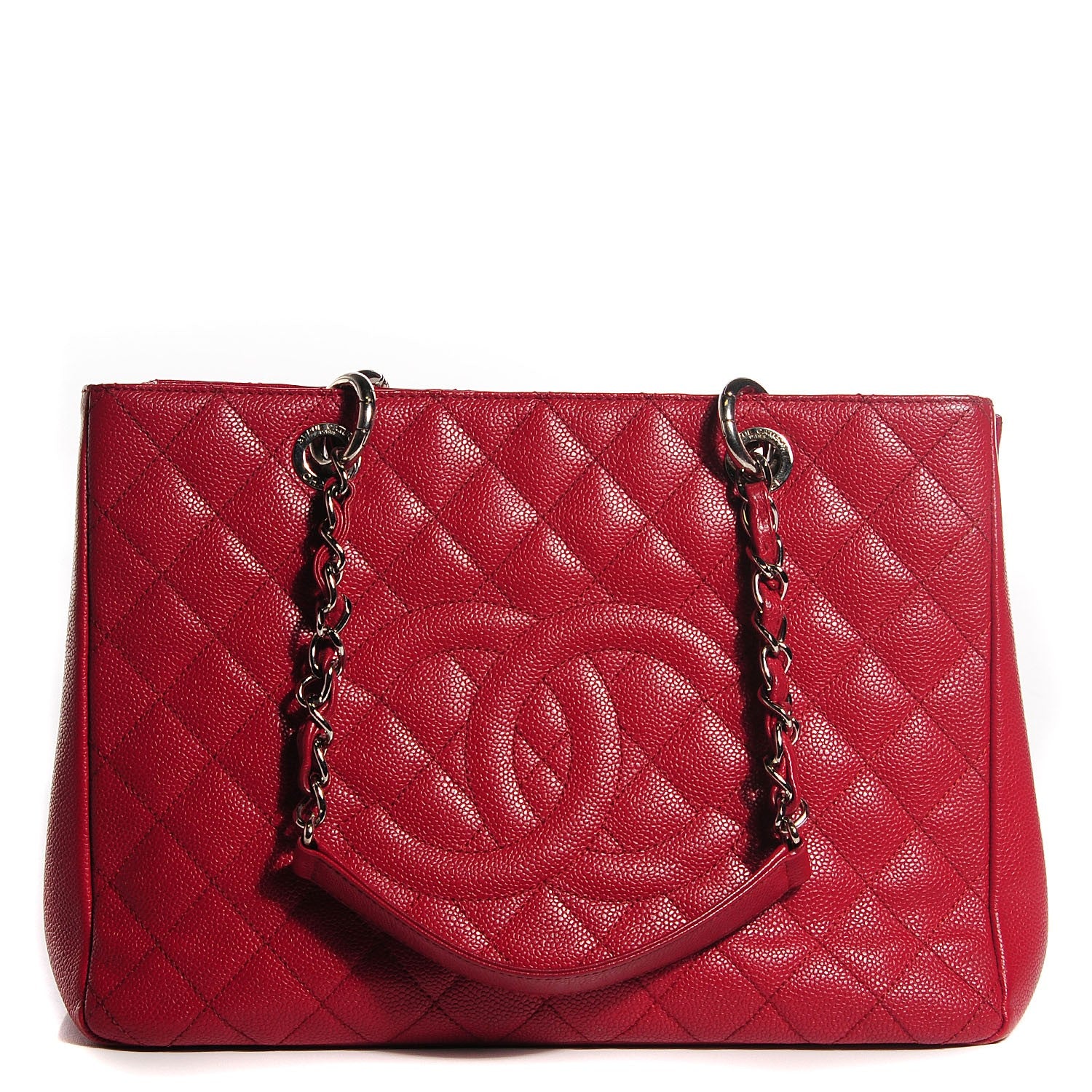 Chanel Caviar Quilted Grand Shopping Tote GST Red 1 of 7