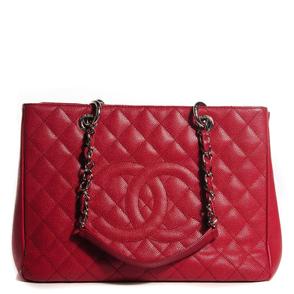 Chanel Caviar Quilted Grand Shopping Tote GST Red 1 of 7