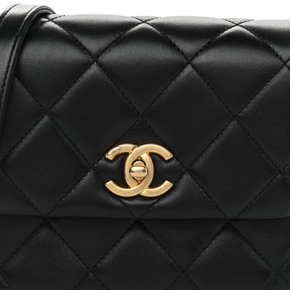 Chanel Lambskin Quilted Mini Side Note Flap Black 8 of 10