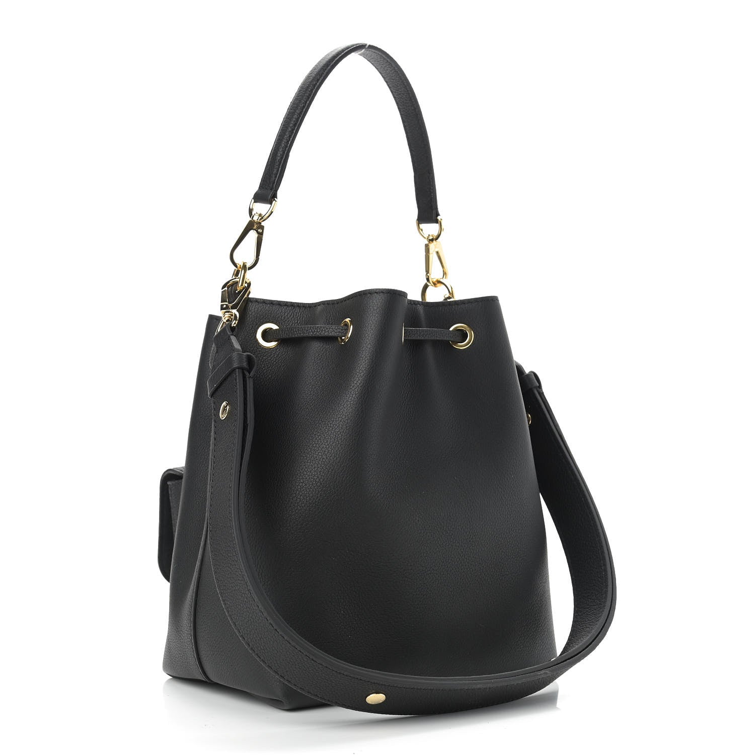 Louis Vuitton Calfskin Lockme Bucket MM Black 3 of 10