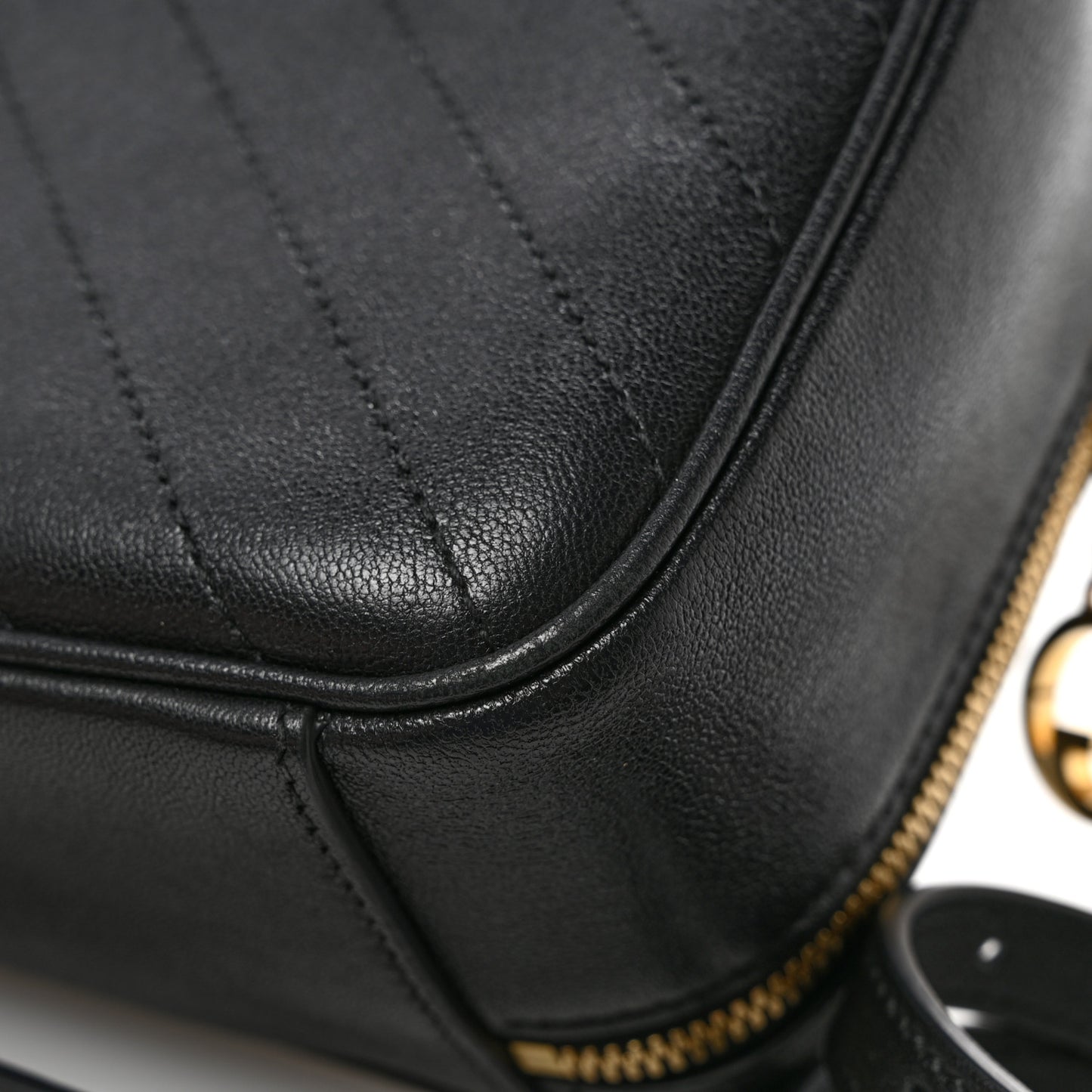 Sakai Be Green Calfskin Diagonal Stitched Blondie Top Handle Bag Black