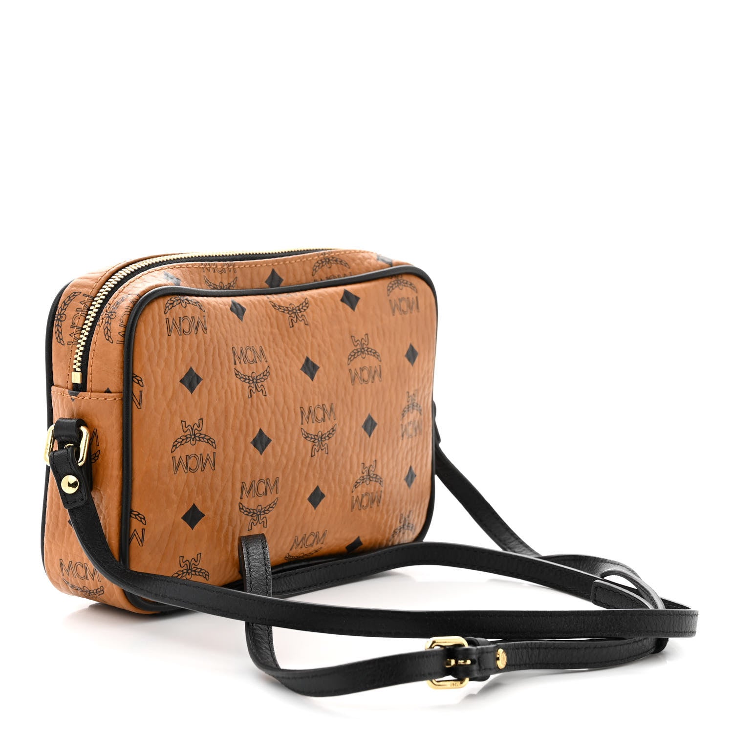 MCM Visetos Small Crossbody Bag Cognac Black 3 of 10