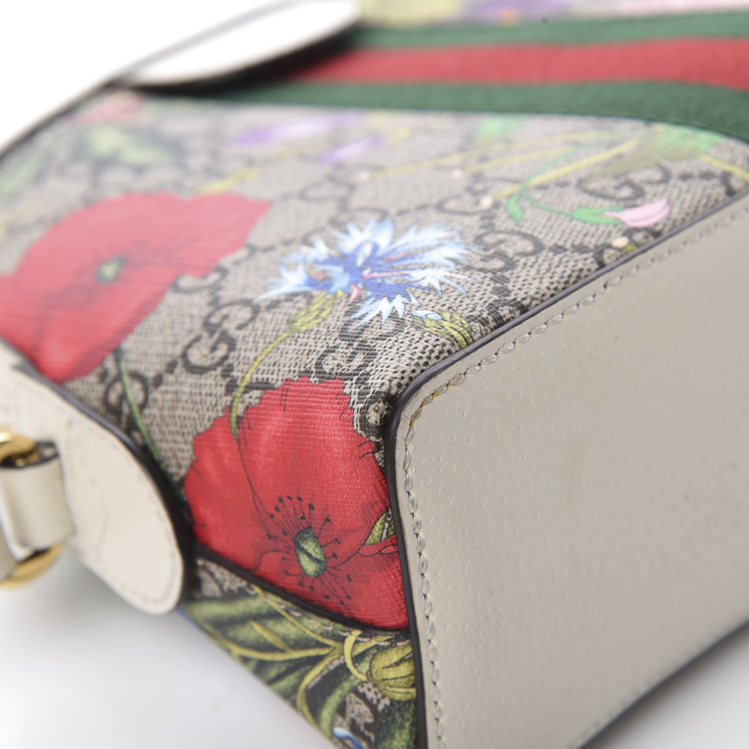 Gucci GG Supreme Monogram Flora Web GG Small Ophidia Dome Shoulder Bag White 12 of 14
