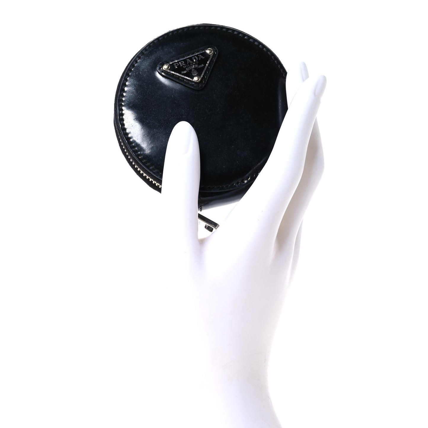 Spazzolato Round Coin Pouch Bag Charm Black